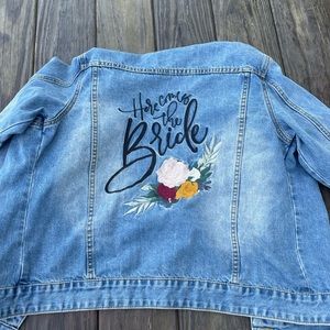 Size medium “here comes the bride” Jean jacket!